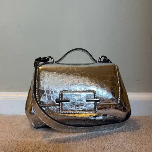 Realm Embossed Metallic Leather Crossbody Bag NWOT - Picture 4 of 5